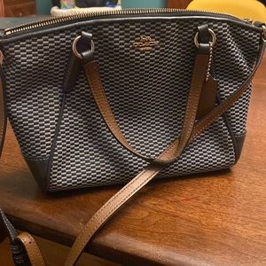 Coach blue checked handbag.